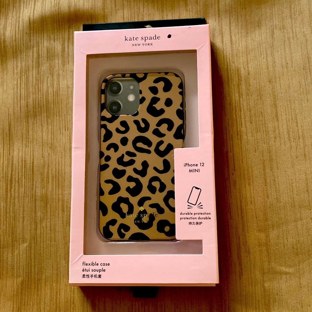 Kate Spade I phone Mini leopard print flexible Case NIB this is cross posted